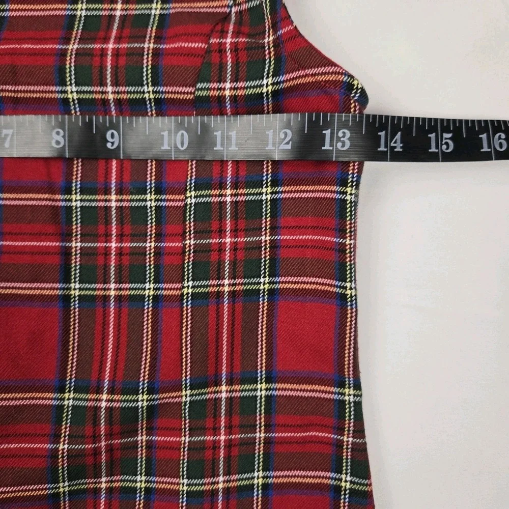 The Children's Place Girls Plaid Sleeveless Holiday Dress Size 8 w/ Leopard Trim